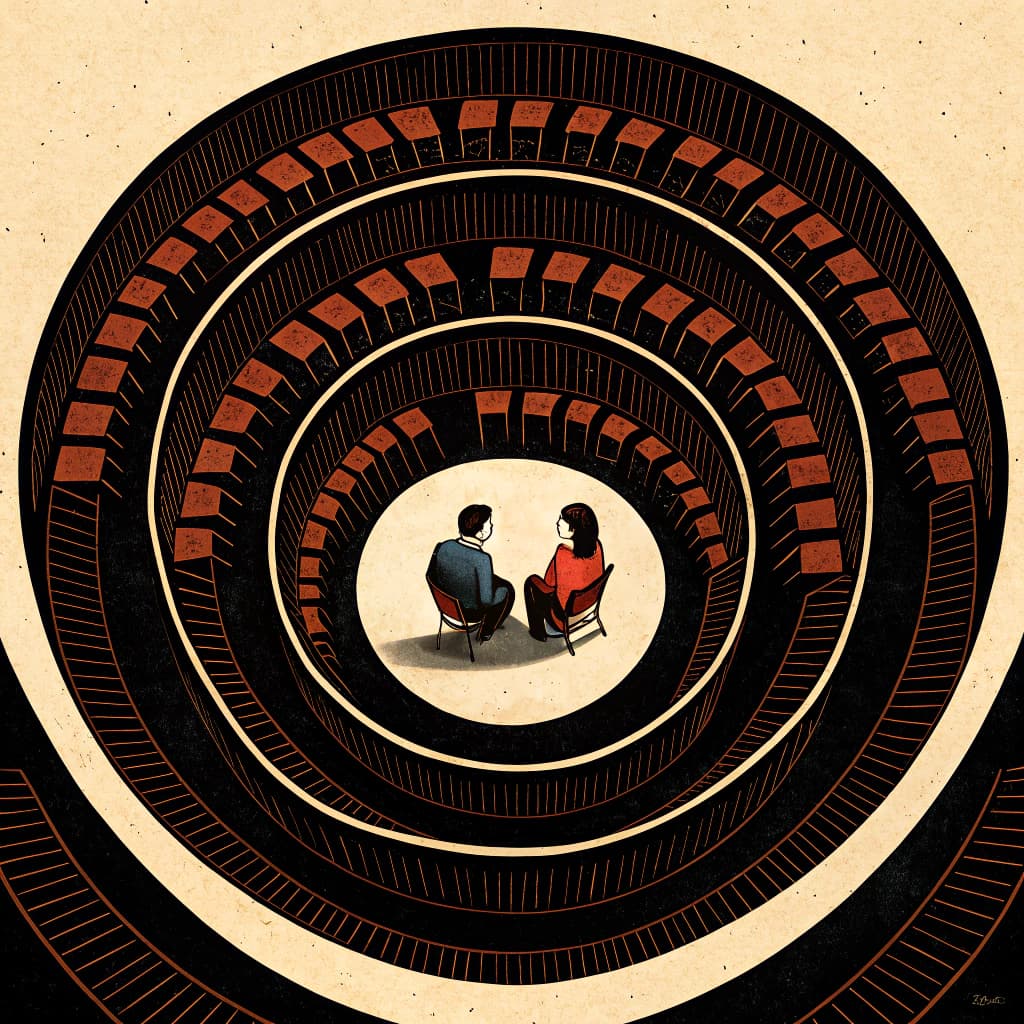 Warm illustration representing classroom discussion and observation