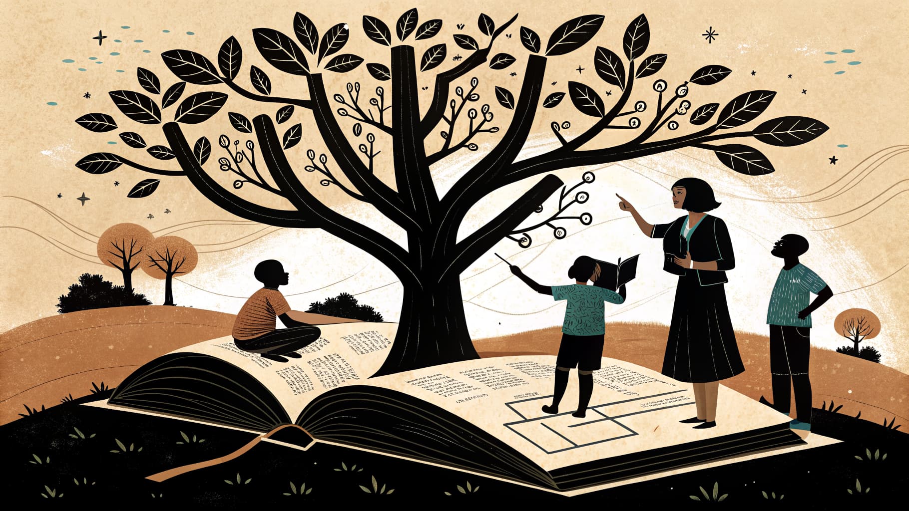 Estudiantes de primaria en México trabajando en equipo en un proyecto escolar con materiales sobre la mesa