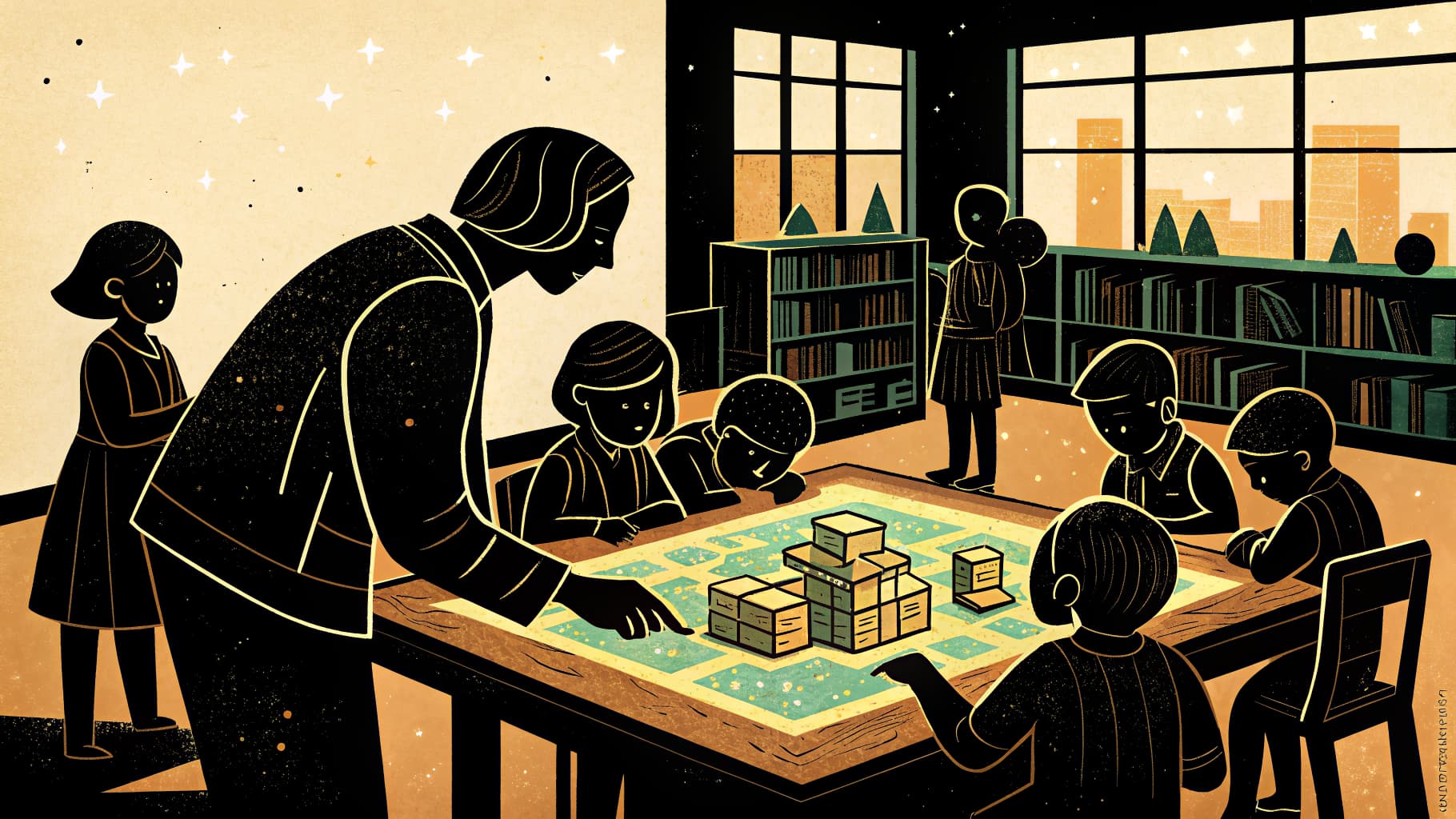 Docenti che collaborano attorno a un tavolo sulla progettazione del curricolo verticale con le nuove Indicazioni Nazionali 2025