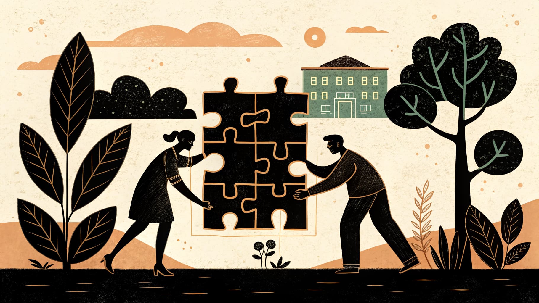 Alumnos de secundaria trabajando en equipo alrededor de una mesa con folios y rotuladores en un aula española