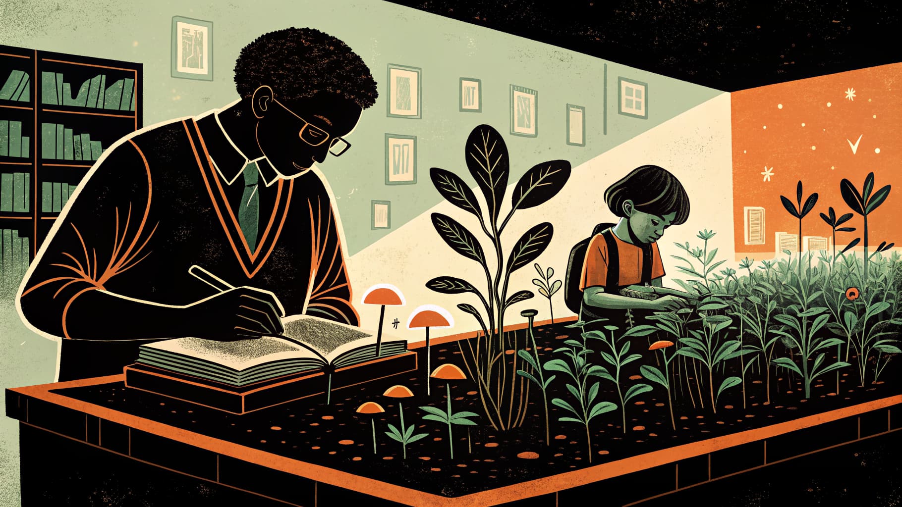 Insegnante che osserva un gruppo di alunni della scuola primaria durante un'attività in classe