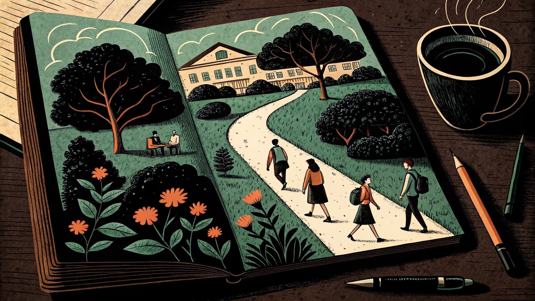 Lärare som planerar en lektion vid ett skrivbord med anteckningar och dator