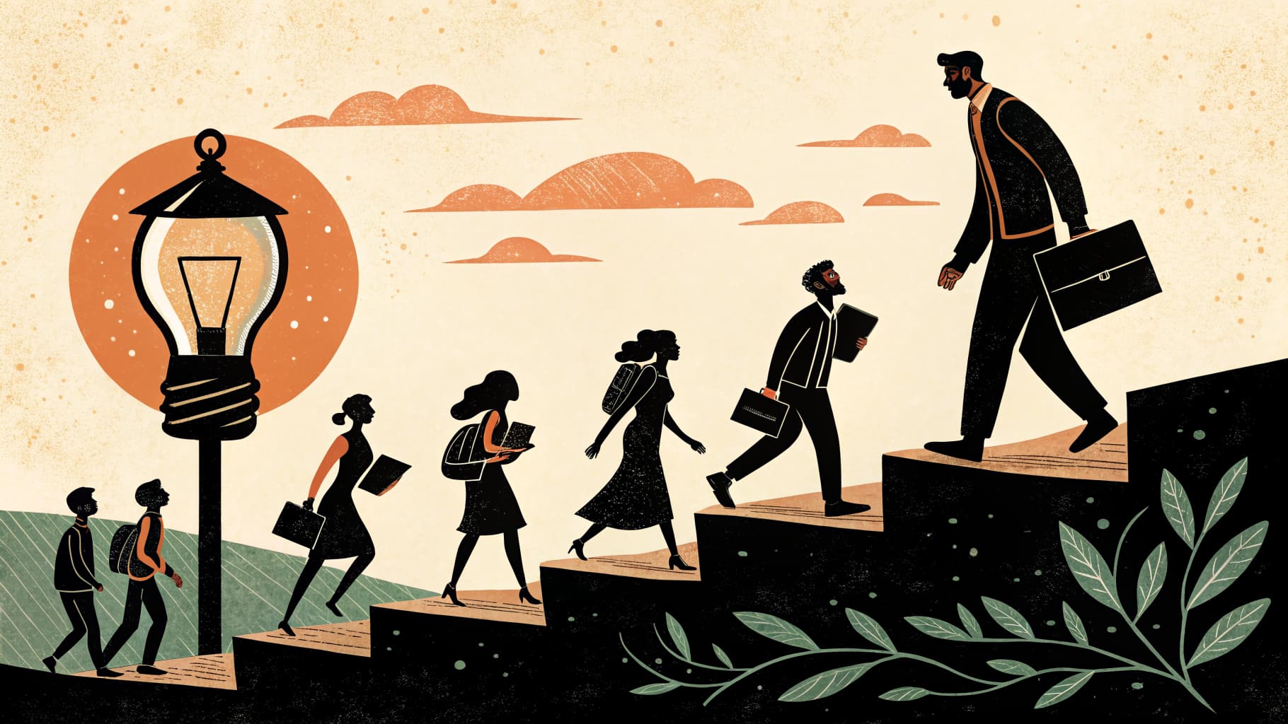 Enseignante en CM2 accompagnant des élèves travaillant en petits groupes, avec un tableau de suivi des compétences affiché au mur