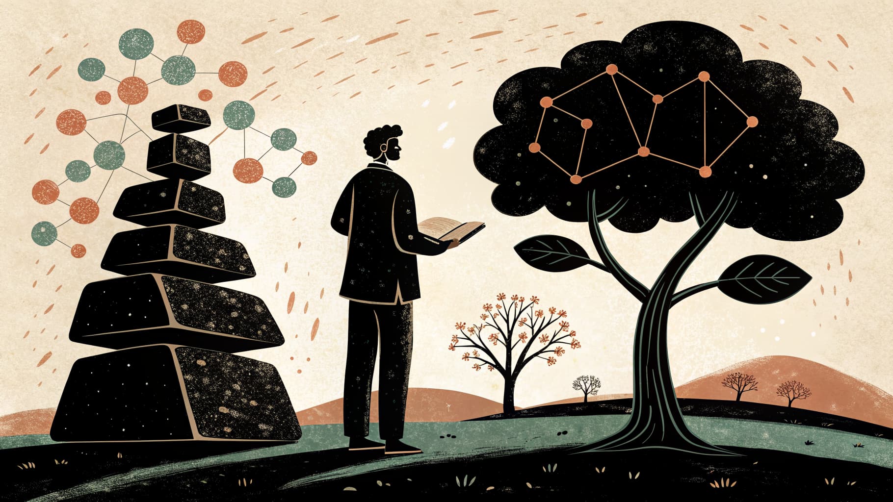 Diagrama curricular comparando los contenidos LOMCE y los saberes básicos LOMLOE dentro de la tríada competencial