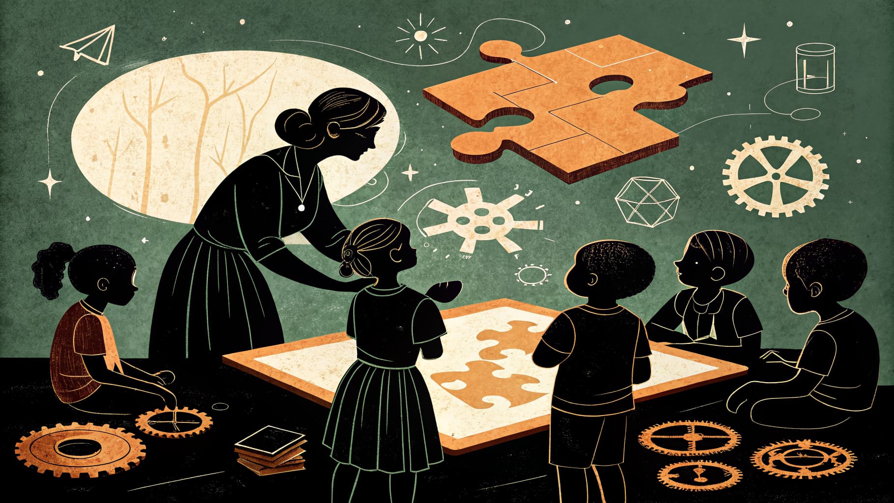 Crianças jogando jogos de tabuleiro educativos em sala de aula do Ensino Fundamental