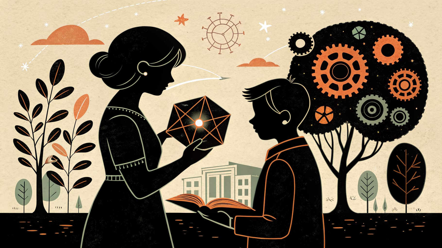 Insegnante che guida studenti in un'attività laboratoriale in classe, simbolo della didattica per competenze