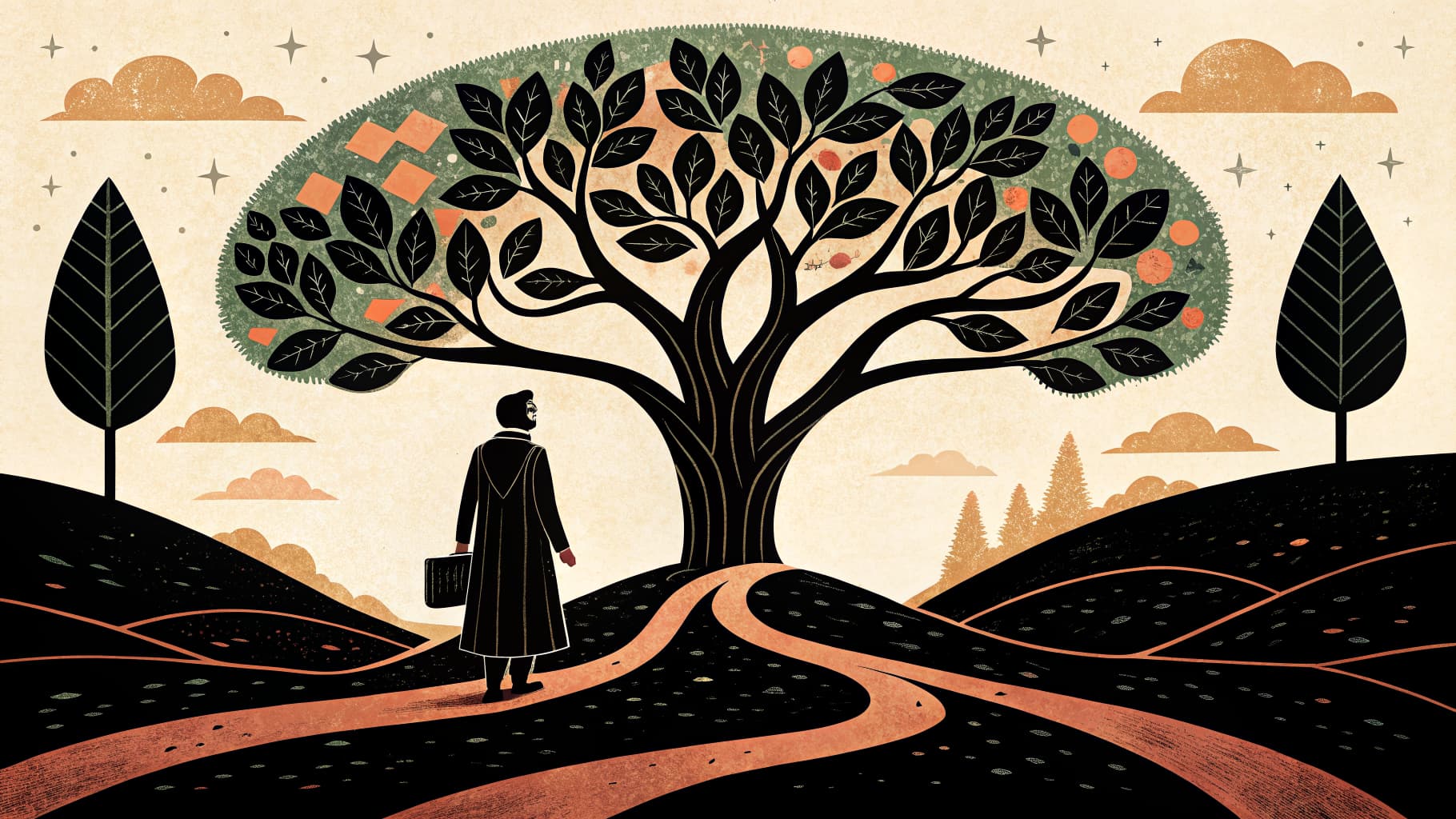 Coordenadora pedagógica e professores reunidos em torno de uma mesa, revisando documentos de planejamento escolar