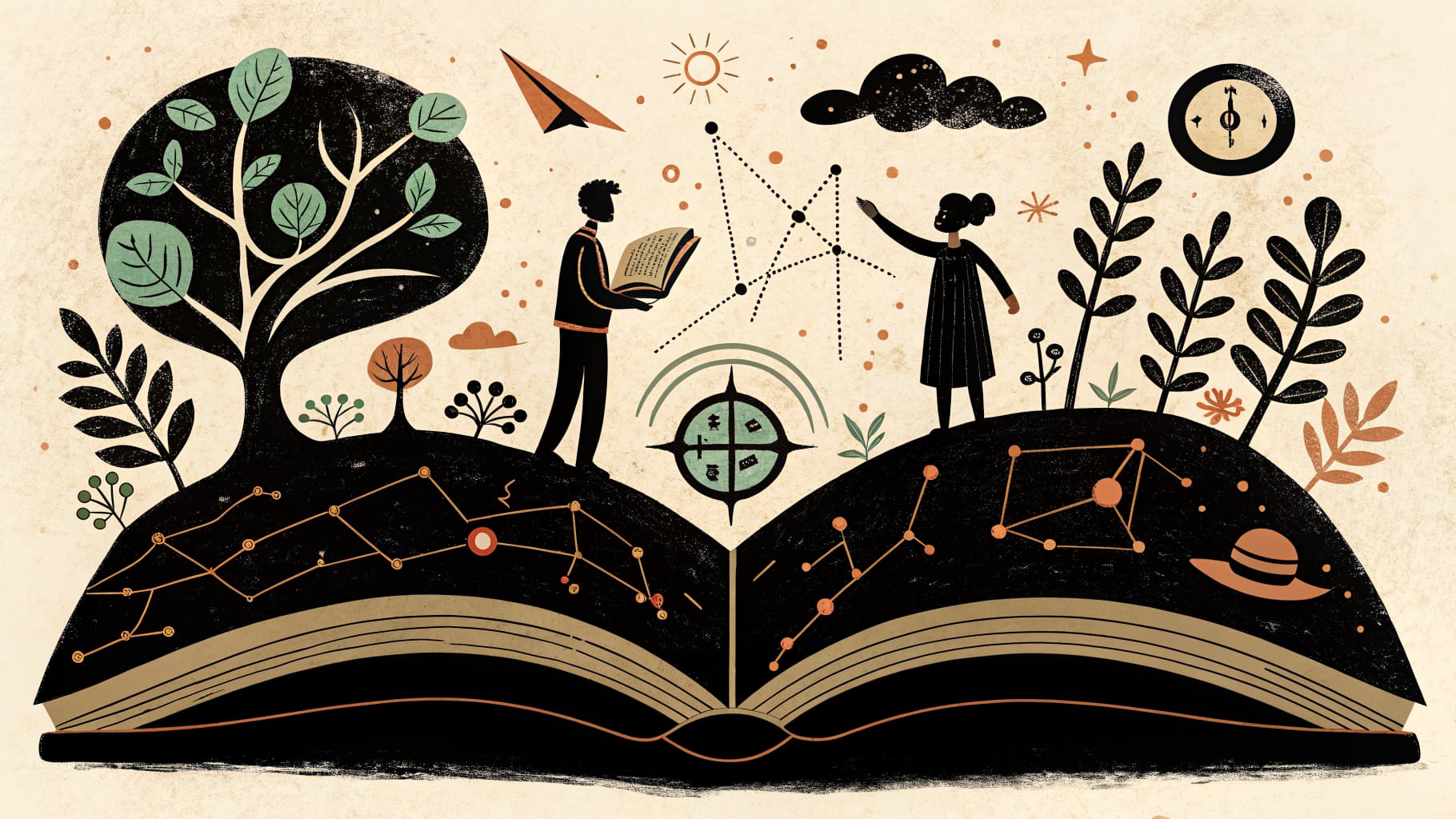 Uma sala de aula K-12 com alunos examinando mapas históricos e documentos de fontes primárias durante uma aula de estudos sociais