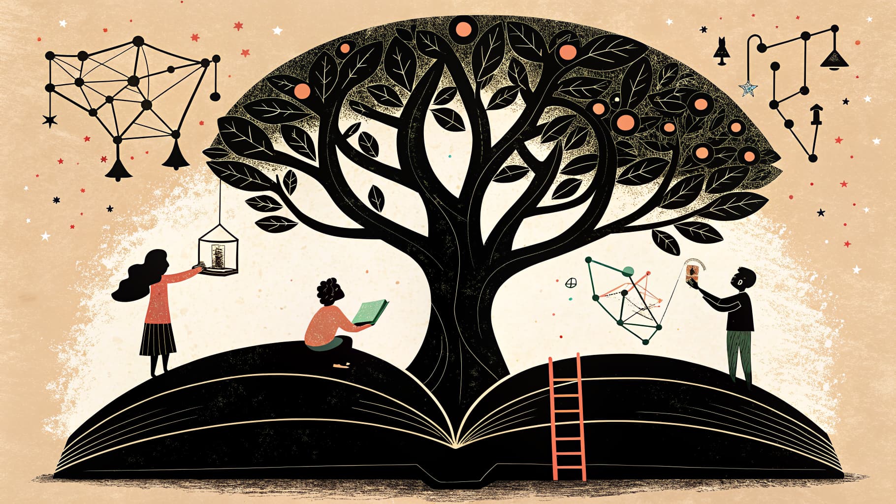 Uma professora de matemática revisando planos de aula ao lado de um tablet exibindo esboços de aulas gerados por IA e ferramentas de alinhamento curricular