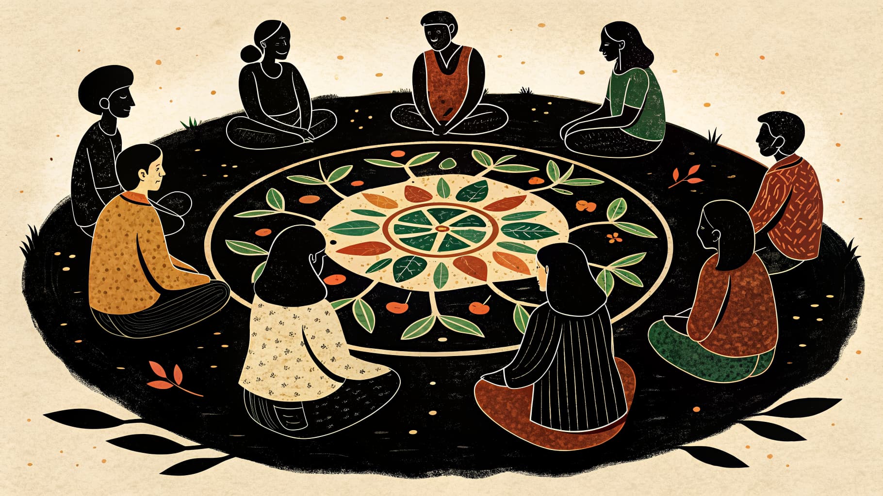 Students and a teacher sitting in a circle during a restorative justice circle in a school classroom