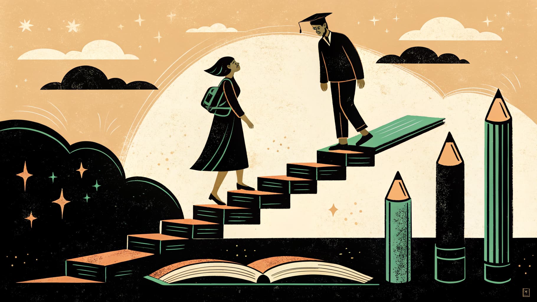 Docente mexicana revisando una rúbrica de evaluación junto a sus estudiantes en el aula de clases