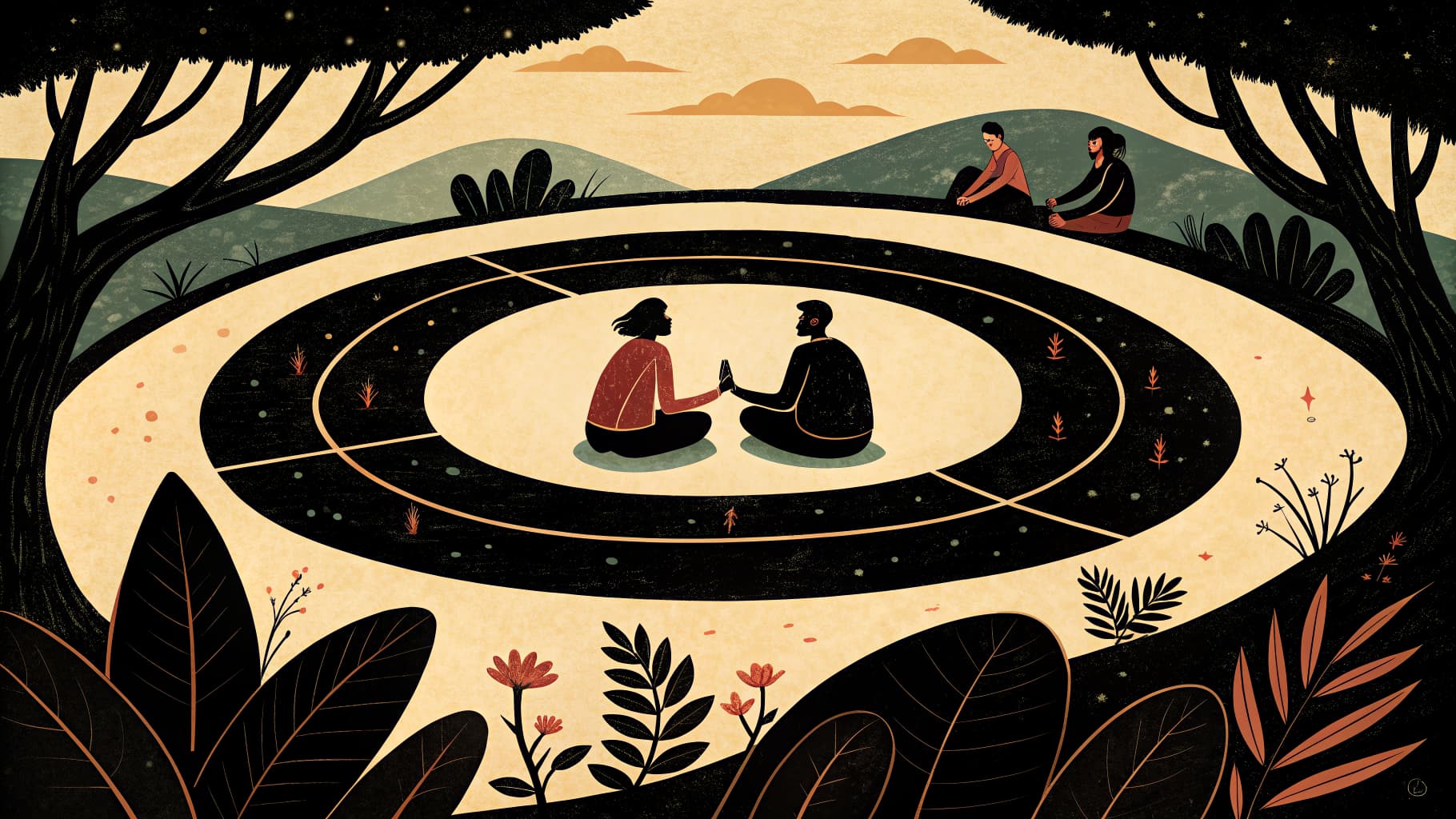 Students seated in concentric circles during a fishbowl discussion in a modern K-12 classroom