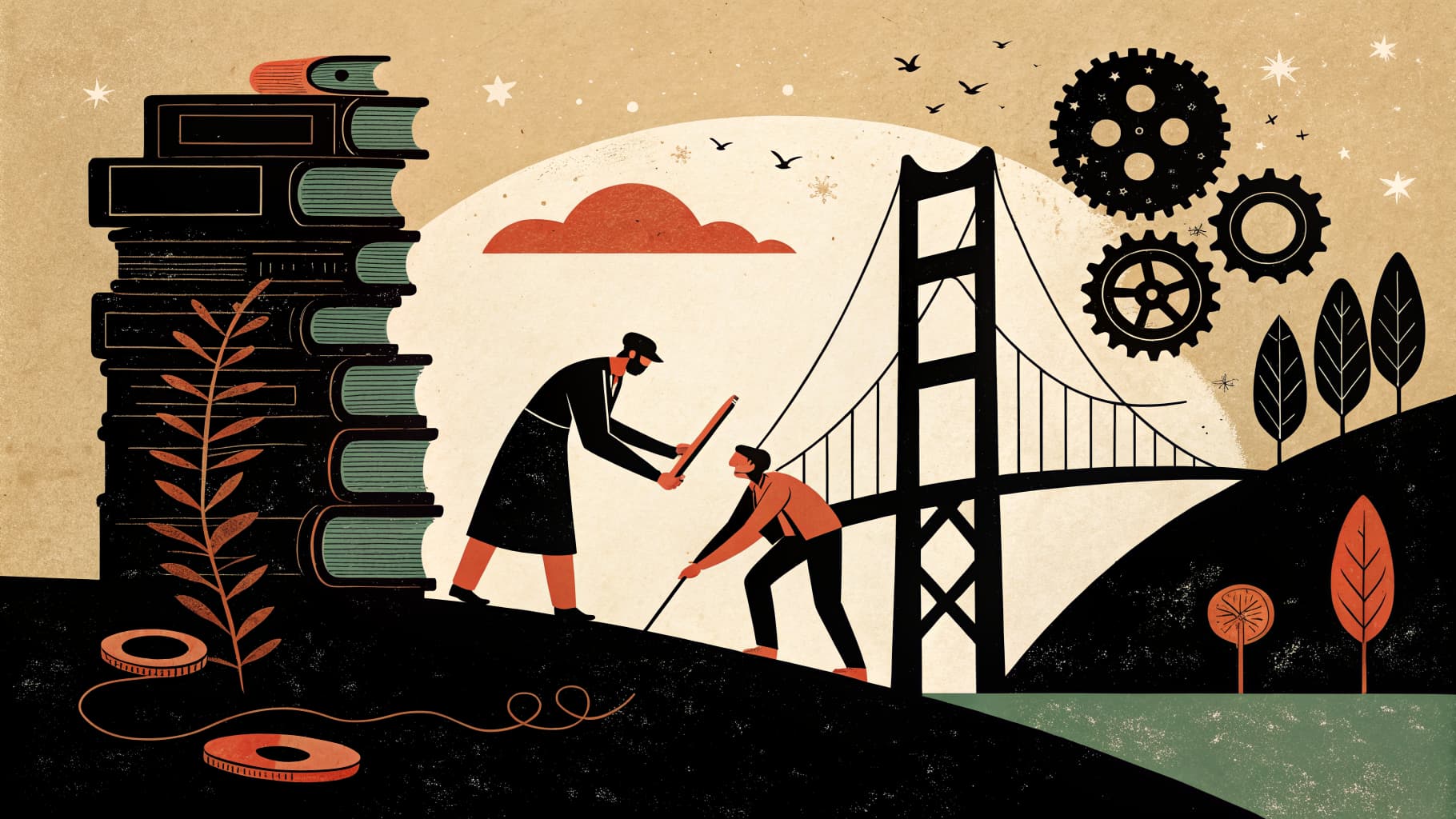 Lehrkraft begleitet Schülerinnen und Schüler bei einer Gruppenarbeit im modernen Klassenzimmer