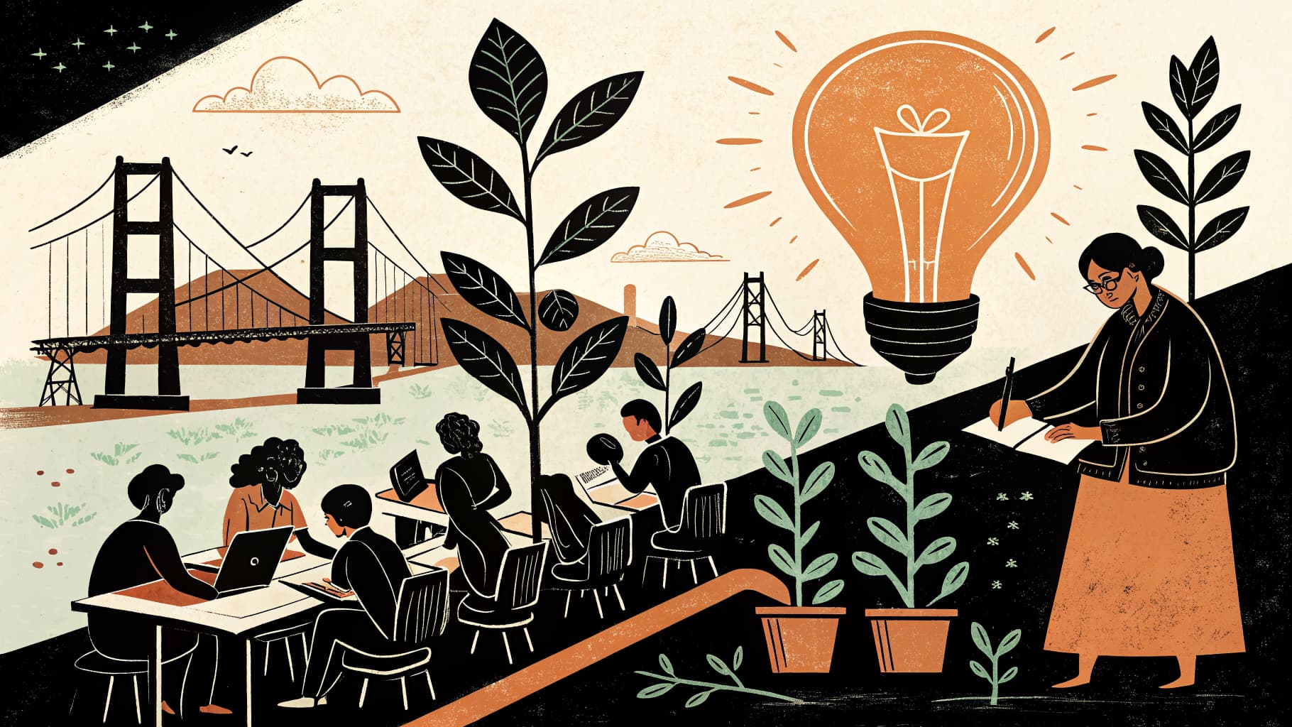 Schülerinnen und Schüler diskutieren in Kleingruppen im Klassenraum, während die Lehrkraft individuell begleitet