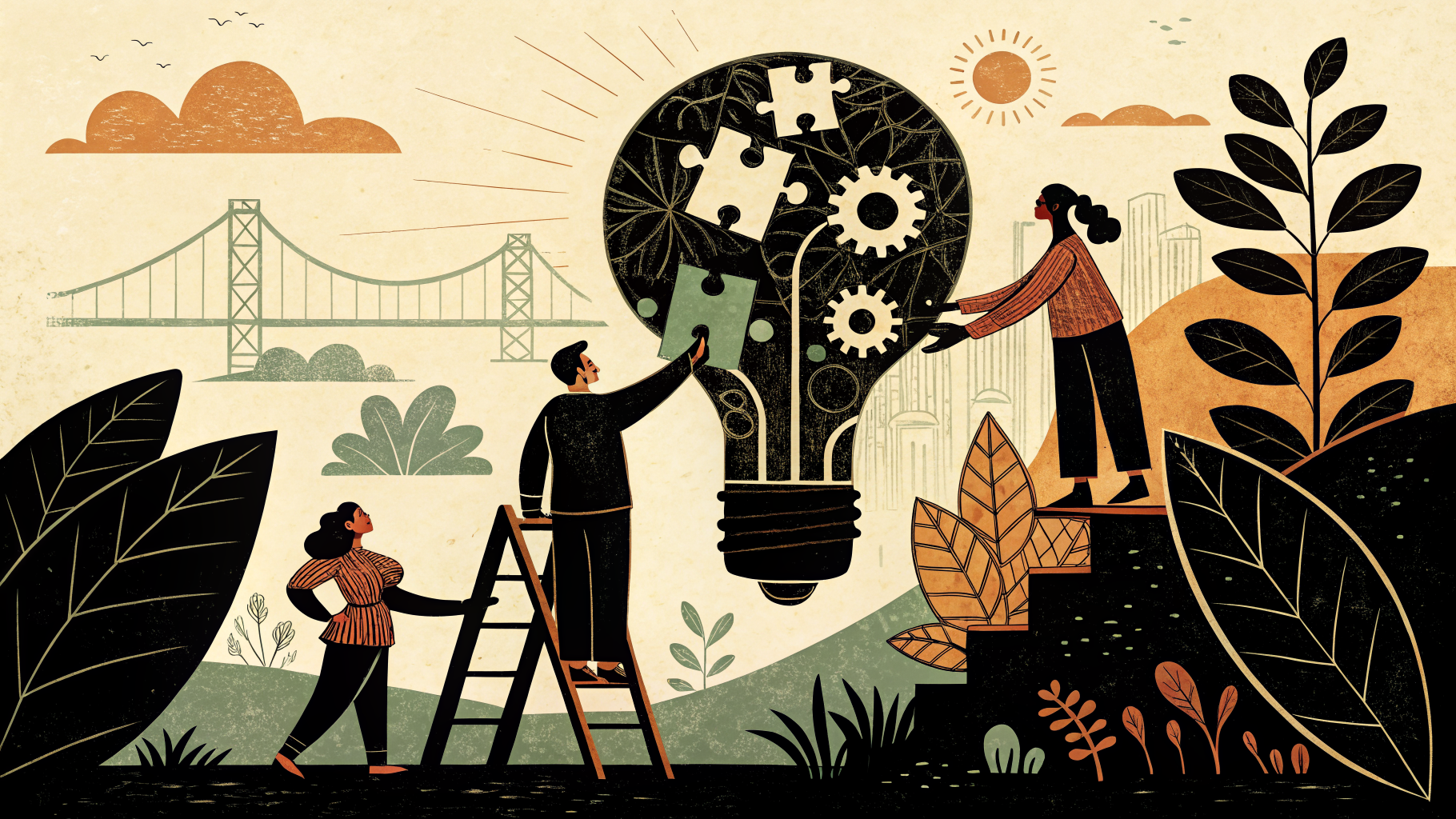 Middle school students gathered around a table analyzing maps and research materials during a problem-based learning activity