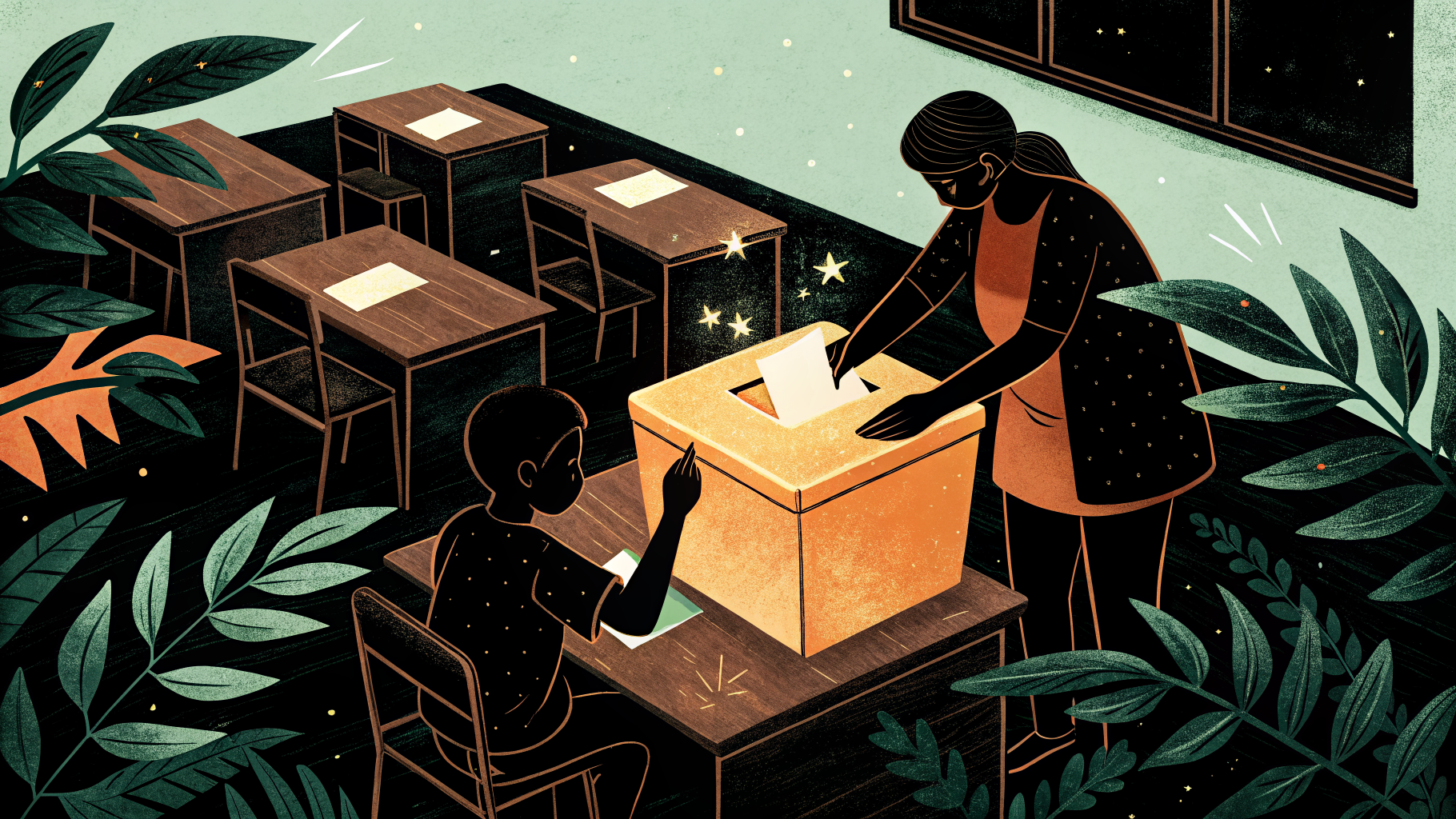 A teacher reviewing colorful sticky note exit tickets posted on a classroom whiteboard after a K-12 lesson