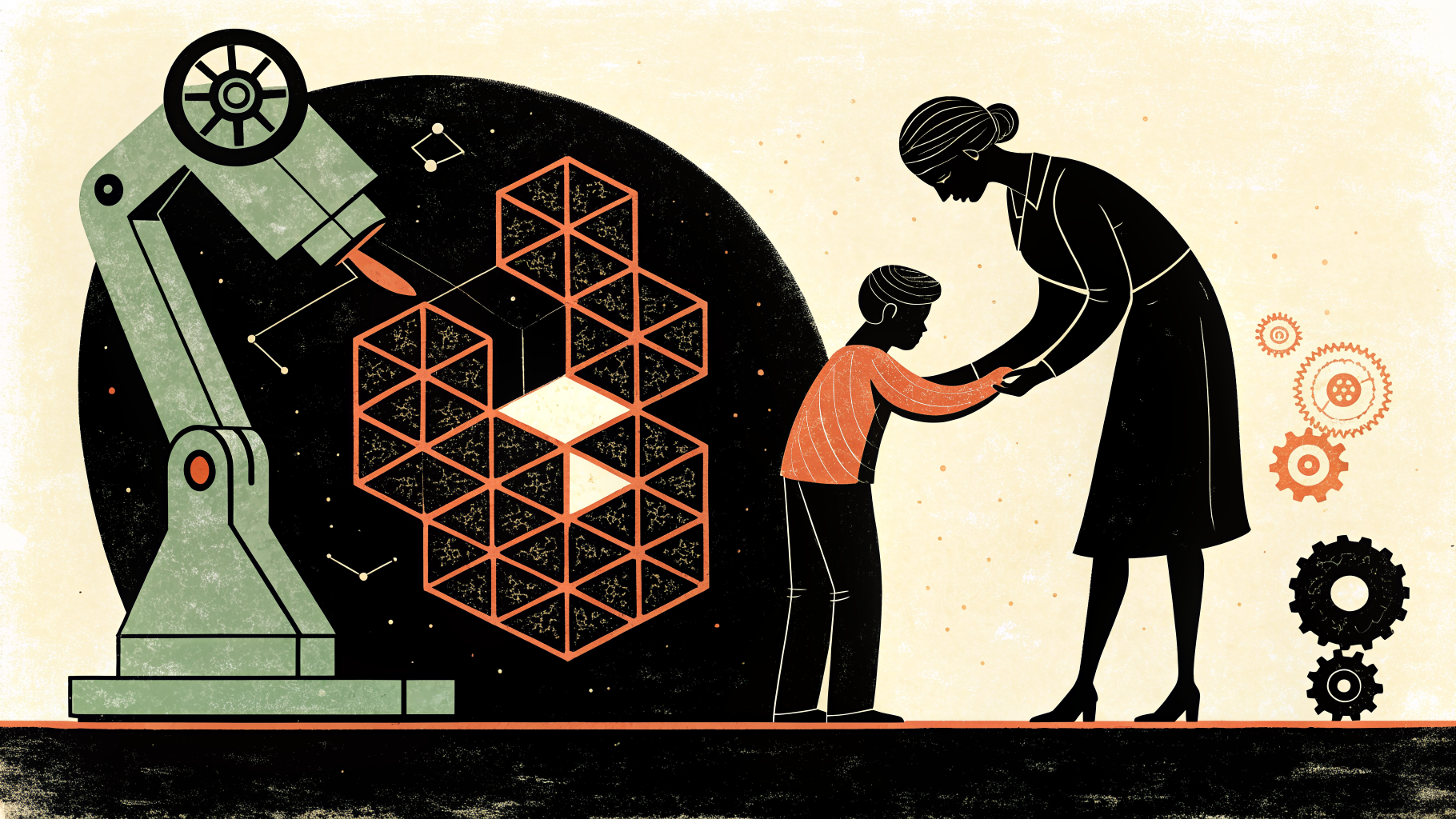 A teacher working one-on-one with a student at a desk, with a laptop open nearby