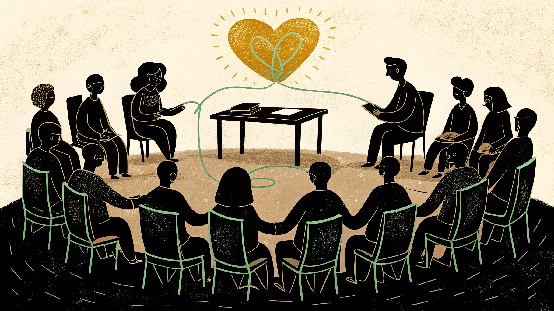 Alunos e uma professora sentados em círculo durante uma roda de justiça restaurativa em uma sala de aula