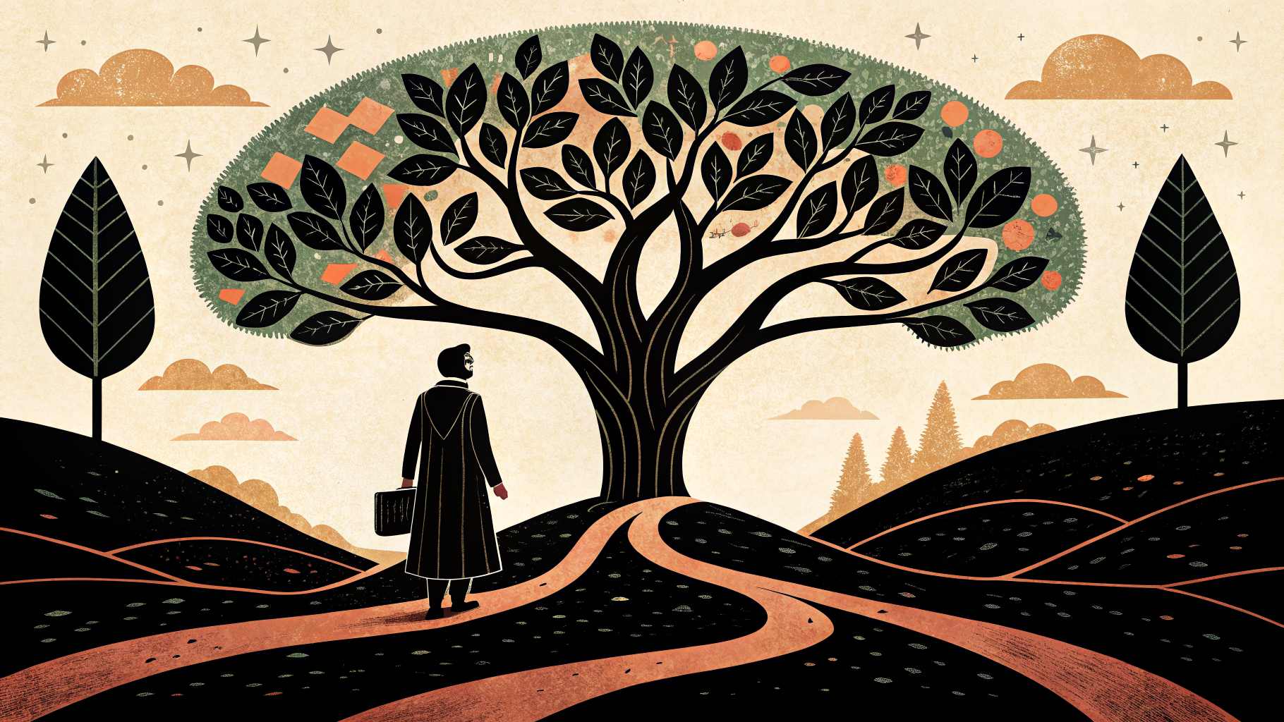 Coordenadora pedagógica e professores reunidos em torno de uma mesa, revisando documentos de planejamento escolar