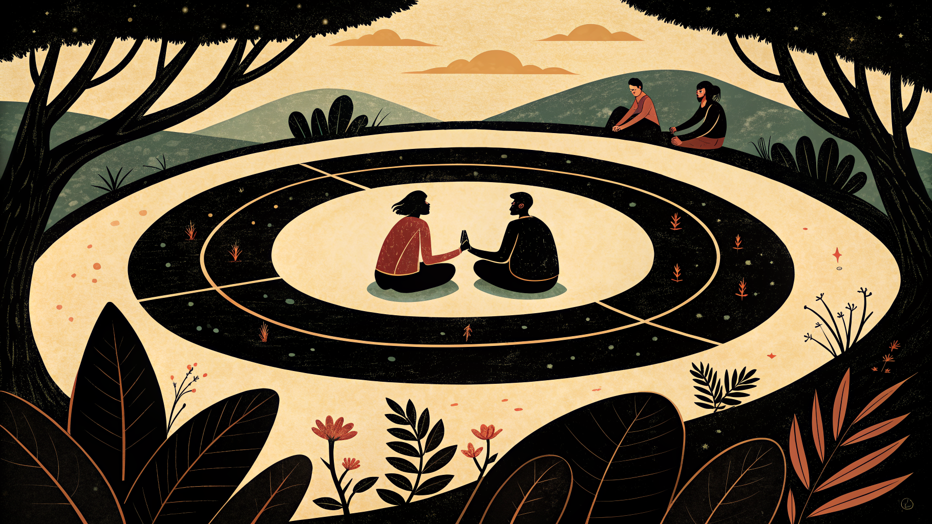 Students seated in concentric circles during a fishbowl discussion in a modern K-12 classroom