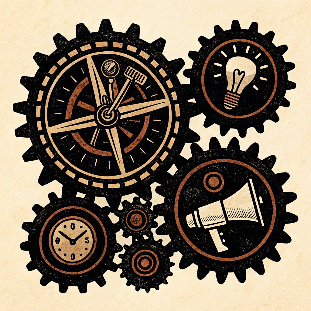 Warm illustration of collaborative problem-solving in a classroom