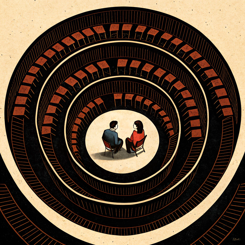 Warm illustration representing classroom discussion and observation